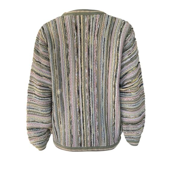 VTG Tundra Canada Sweater Women's sz L Stripe 3D Knit Cosby Coogi Biggie Hip Hop - Picture 4 of 11